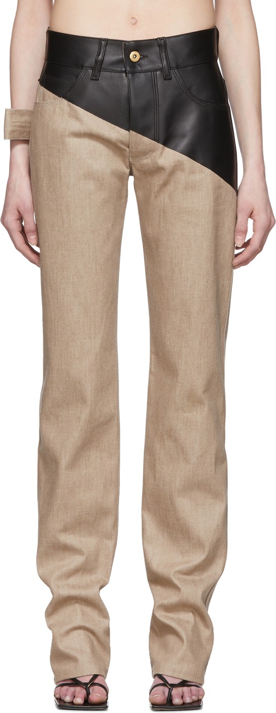 Bottega Veneta Brown Leather Jeans