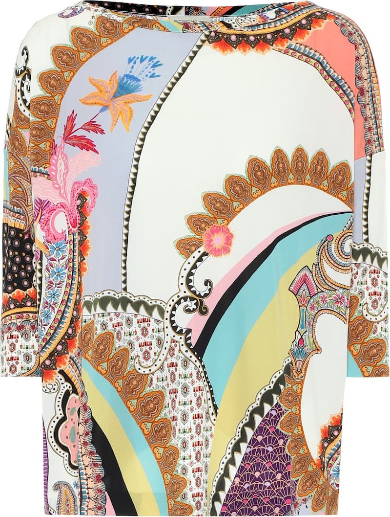 Etro Paisley-print crêpe top