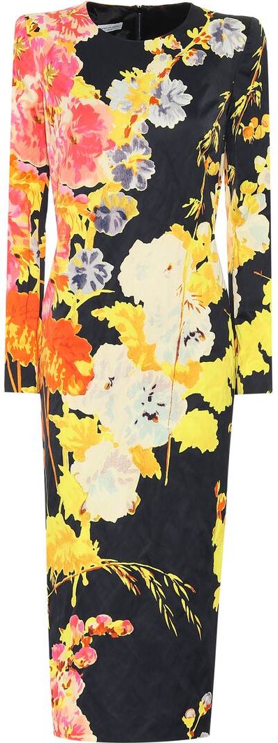 Dries Van Noten Floral crêpe midi dress