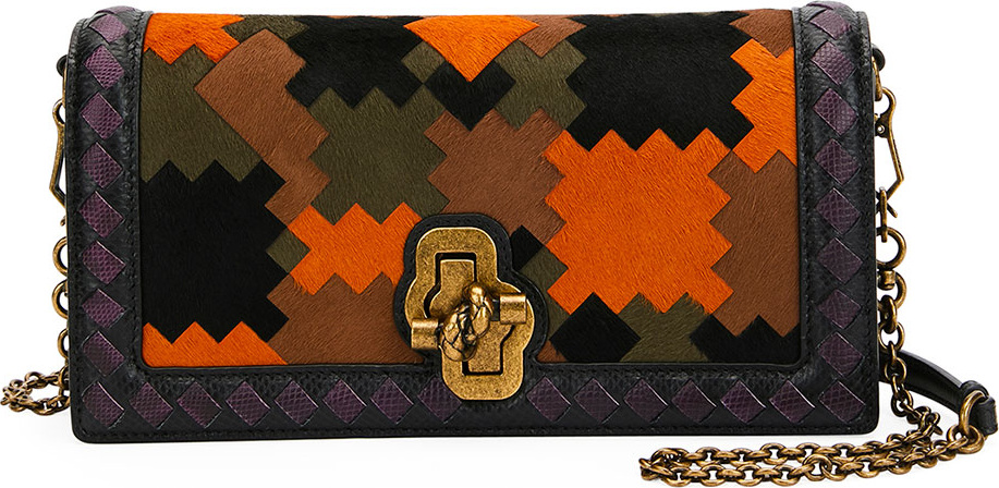 Bottega Veneta Knot Chain Clutch Bag in Puzzle Patchwork