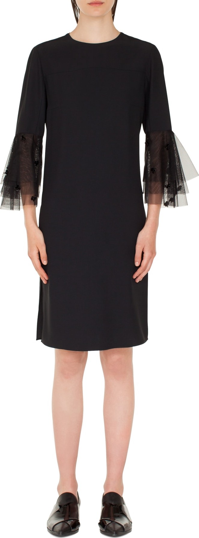 Akris Punto Tulle Trumpet Sleeve Dress