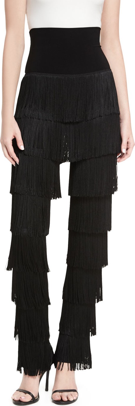 Norma Kamali Fringed Boot-Cut Pants