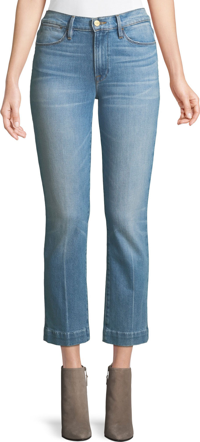 FRAME DENIM Le High Straight-Leg Ankle Jeans with Blind Stitch Detail