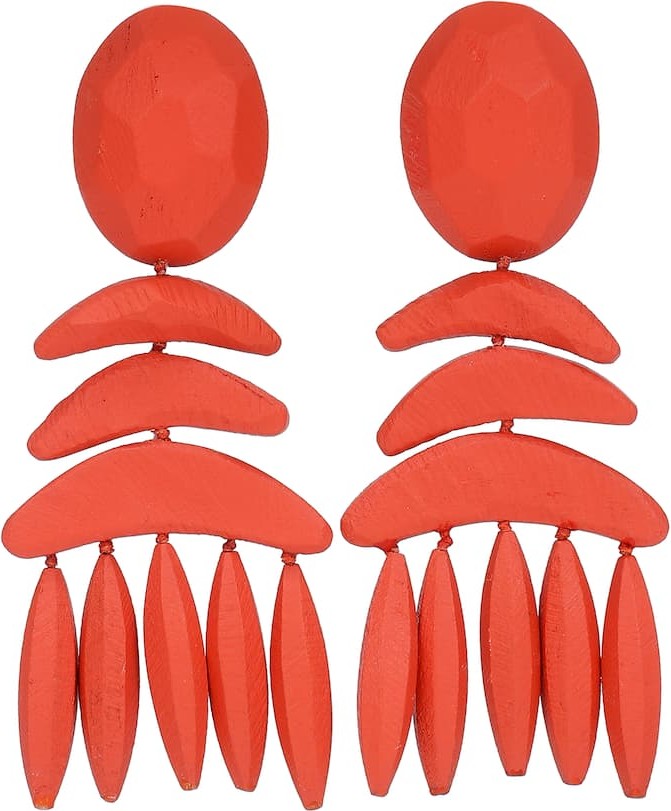 BERNADETTE Wood clip-on drop earrings