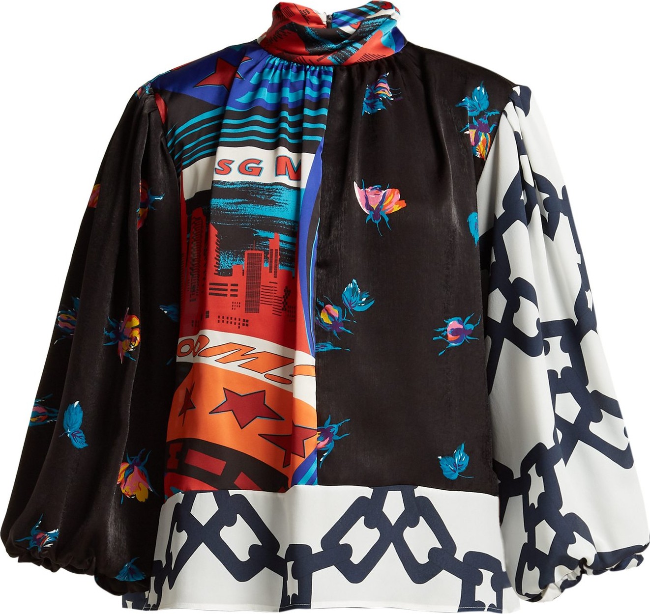 MSGM City-print crepe blouse