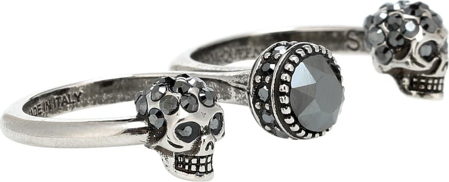 Alexander McQueen Crystal skull multi-finger ring