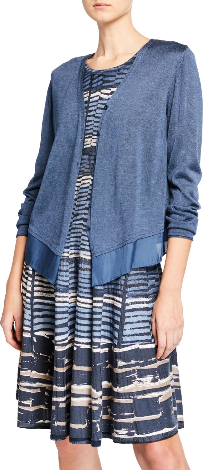 NIC+ZOE Easy Flow Button-Front Cardigan with Chiffon Hem