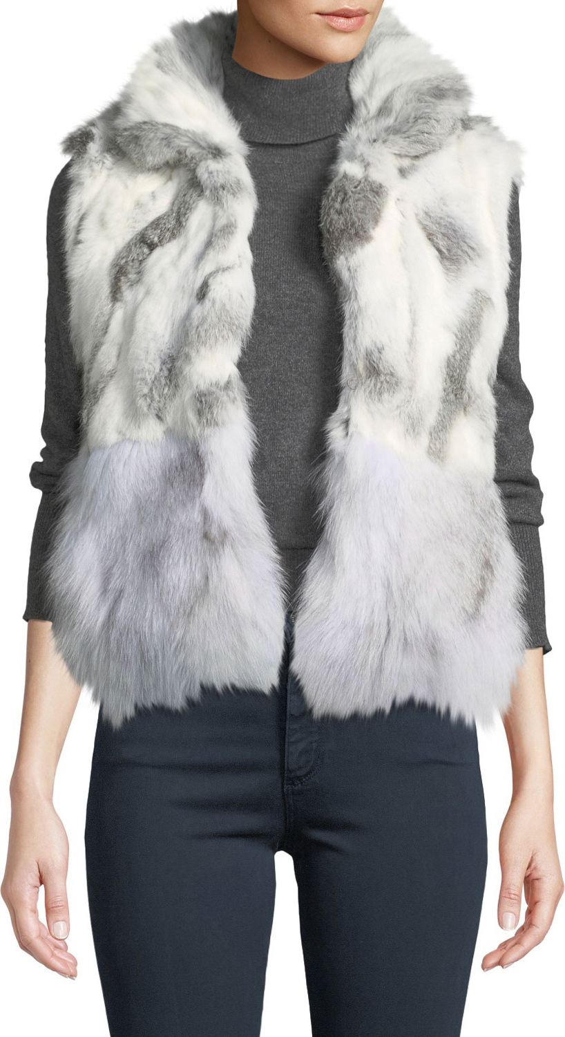 Adrienne Landau Short Patchwork Fur Vest