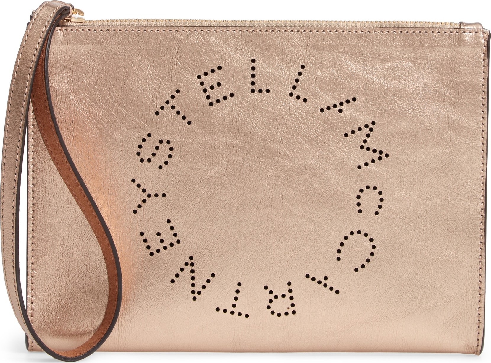 Stella McCartney Metallic Faux Nappa Leather Wristlet Clutch