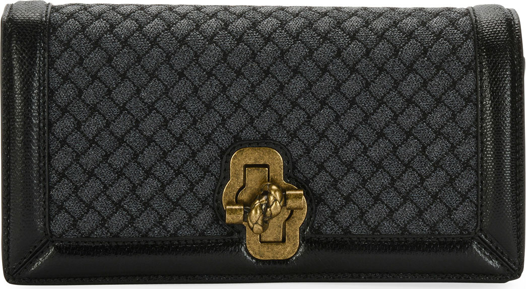 Bottega Veneta Olimpia Intrecciato Wool Clutch Bag