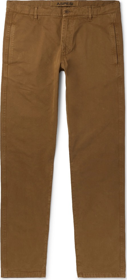 Aspesi Tapered Garment-Dyed Cotton-Twill Trousers