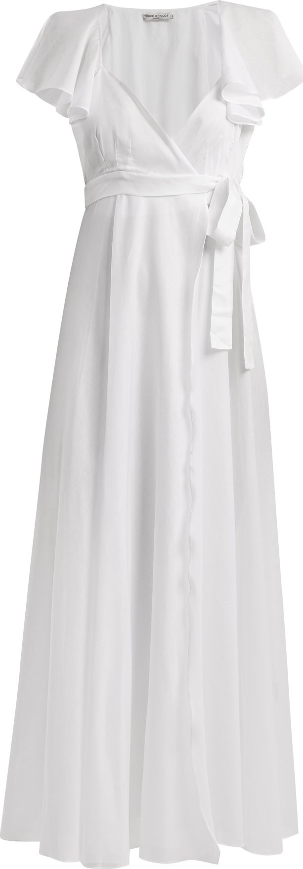 Three Graces London Laurie fluted-sleeve cotton wrap dress