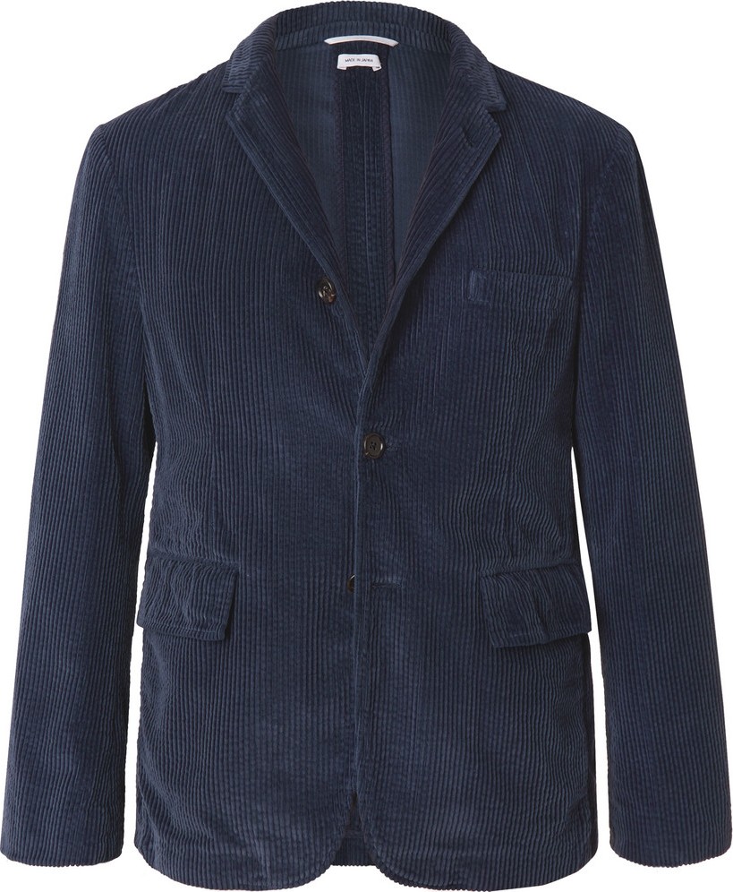 Thom Browne Navy Slim-Fit Unstructured Garment-Dyed Cotton-Corduroy Suit Jacket