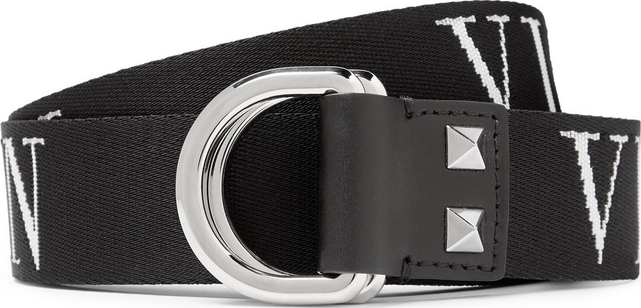Valentino Valentino Garavani 3.5cm Black Logo-Jacquard Webbing Belt