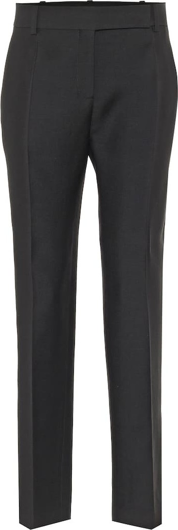 Valentino High-rise slim wool and silk pants
