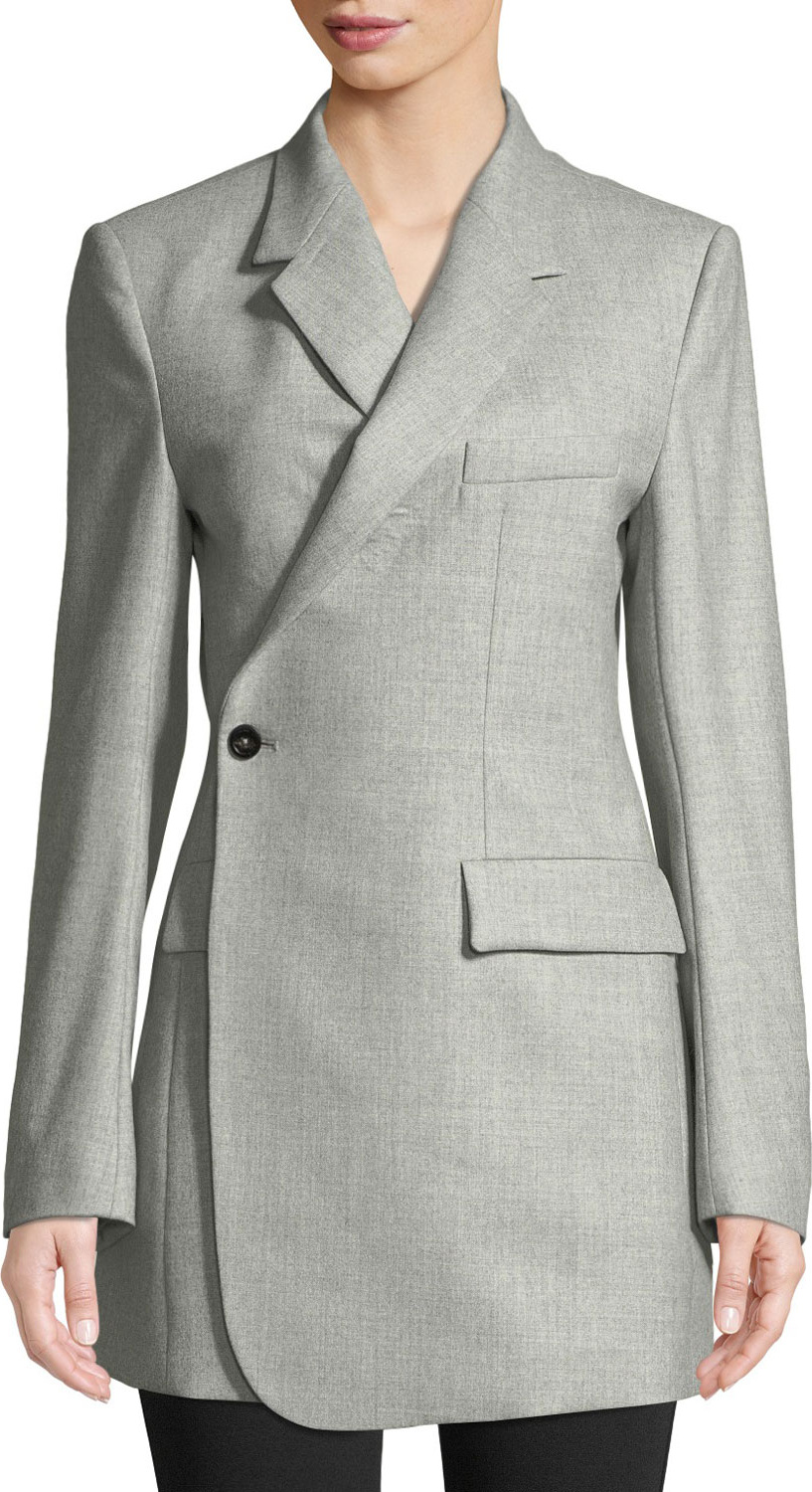 Theory Overlap One-Button New Pure Flannel Blazer