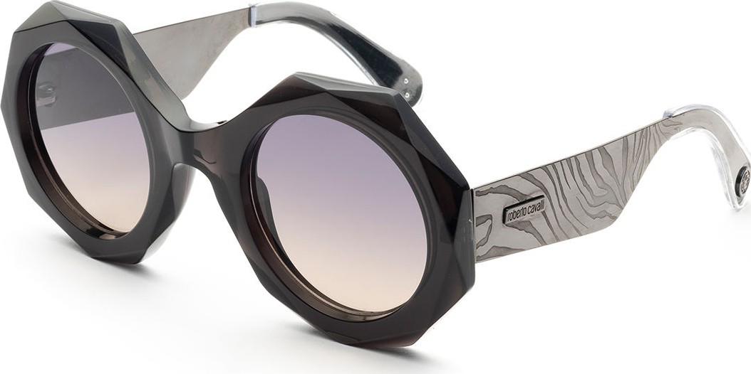 Roberto Cavalli Faceted Round Mirrored Sunglasses