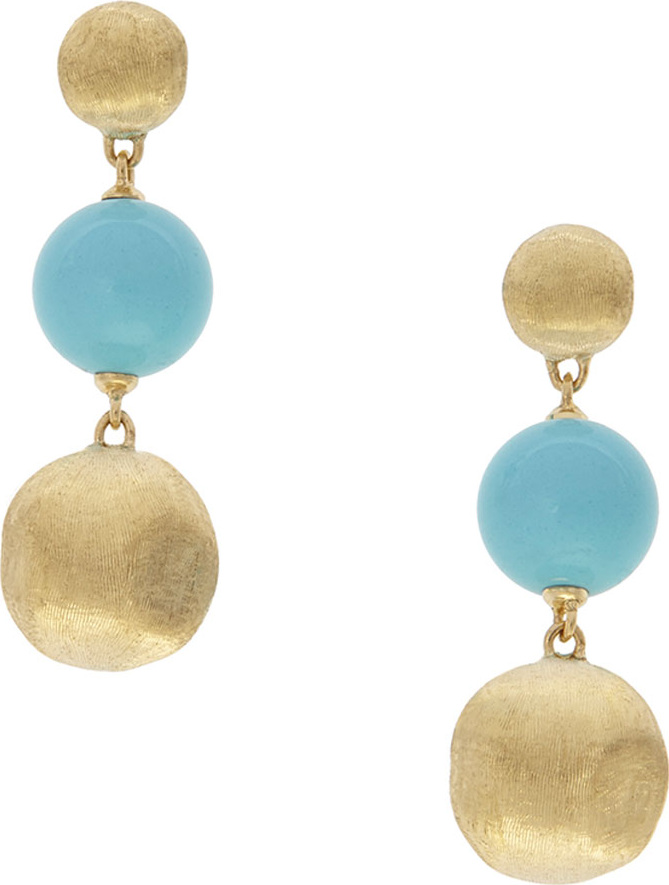 Marco Bicego Africa 18k Gold 3-Drop Earrings w/ Turquoise