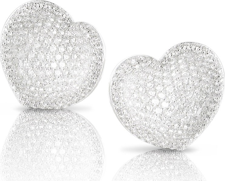 Pasquale Bruni Small Pave Diamond Heart Stud Earrings