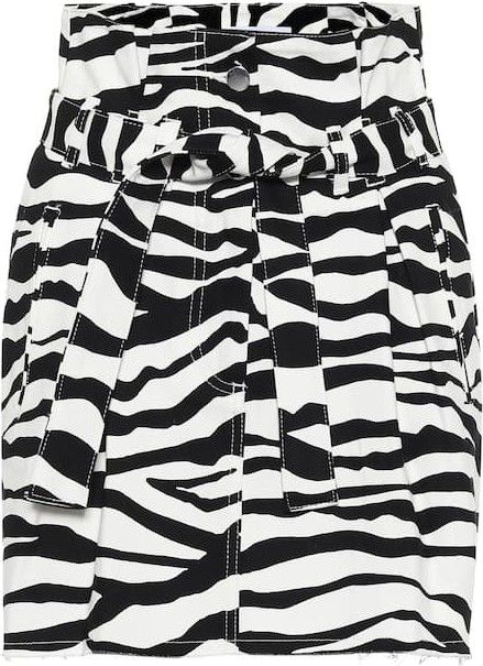 The Attico Printed high-rise denim miniskirt