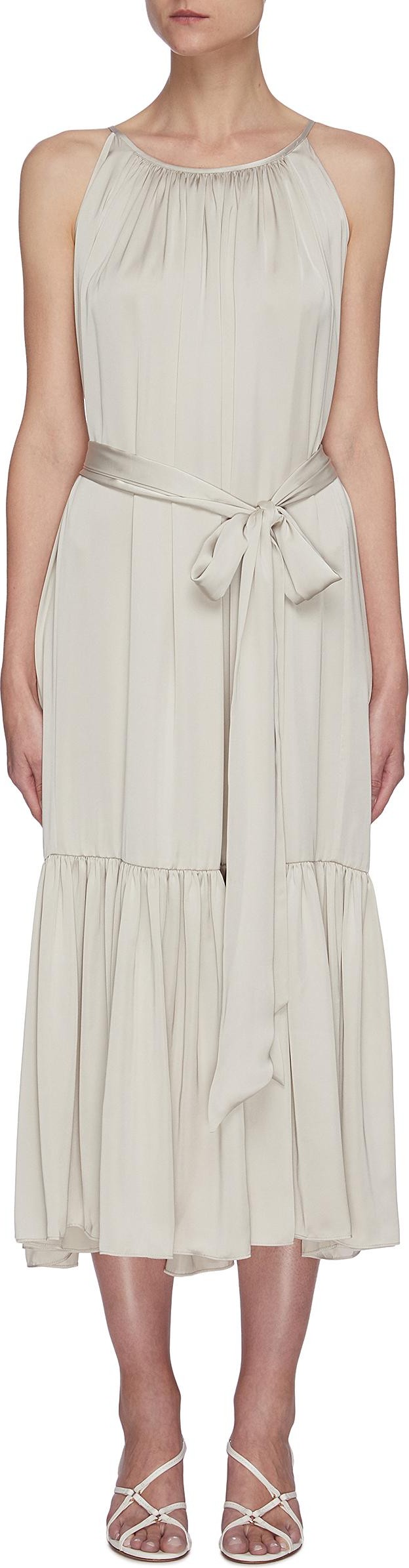 EQUIL Gathered halter neck belted dress