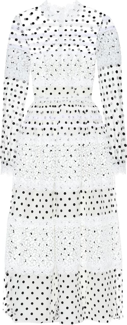 Costarellos Dotted tulle maxi dress