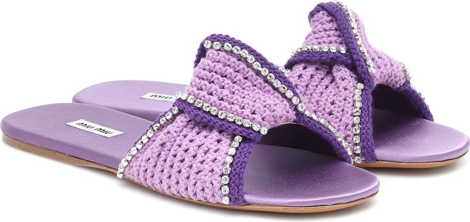 Miu Miu Embellished crochet slides