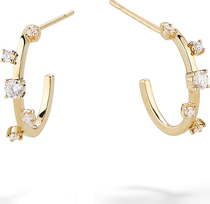 Lana 14k Gold & Diamond Solo Hoop Earrings