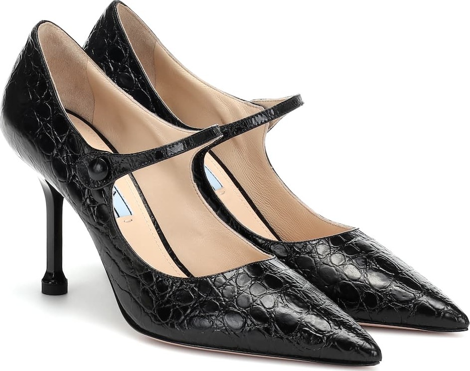 Prada Embossed leather pumps