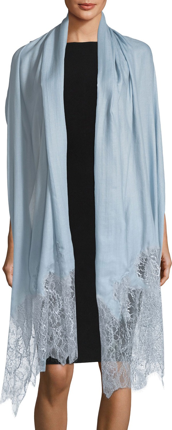 Valentino Lace-Trim Shawl