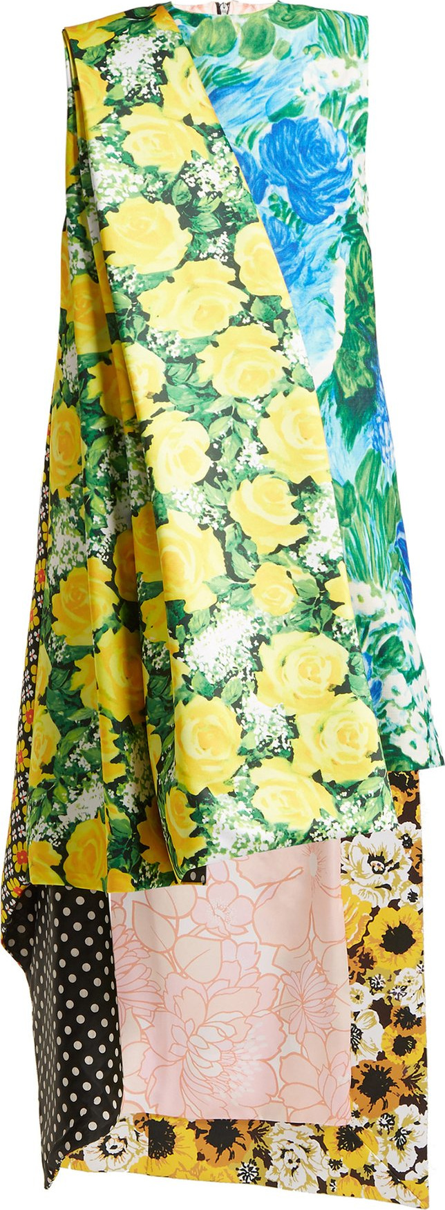 Richard Quinn Floral-print asymmetric satin dress