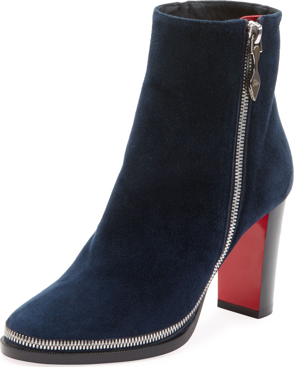 Christian Louboutin Telezip Suede Red Sole Booties