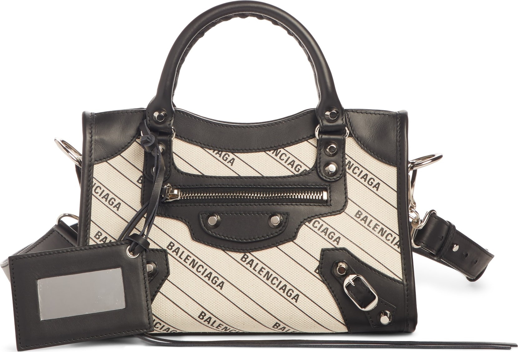 Balenciaga Mini City Canvas & Leather Tote