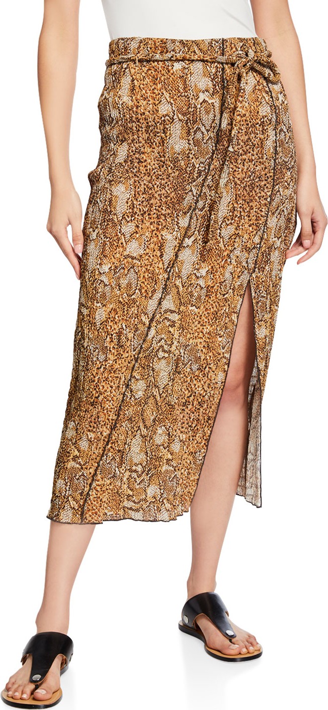 Nanushka Indira Snake-Print Slit Midi Skirt