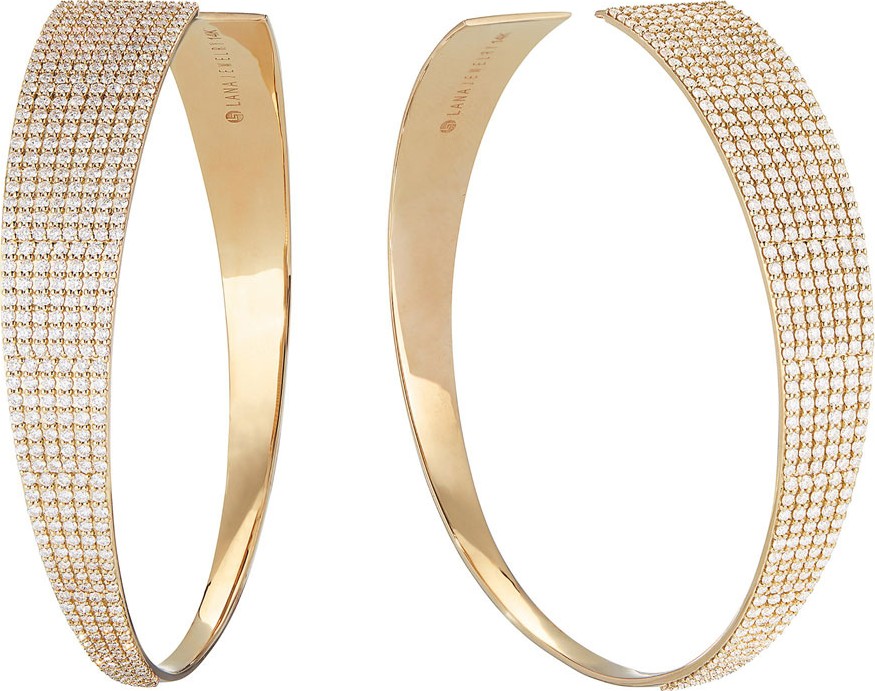 Lana Gloss 14k Gold Diamond Upside-Down Hoop Earrings