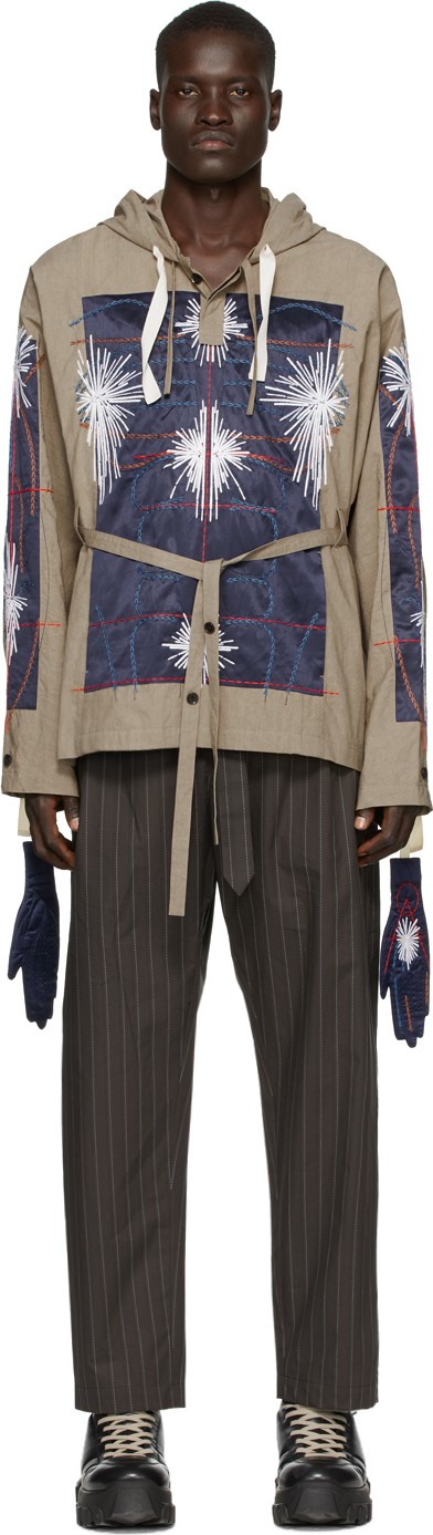 Craig Green Khaki & Navy Embroidered Cagoule Hoodie