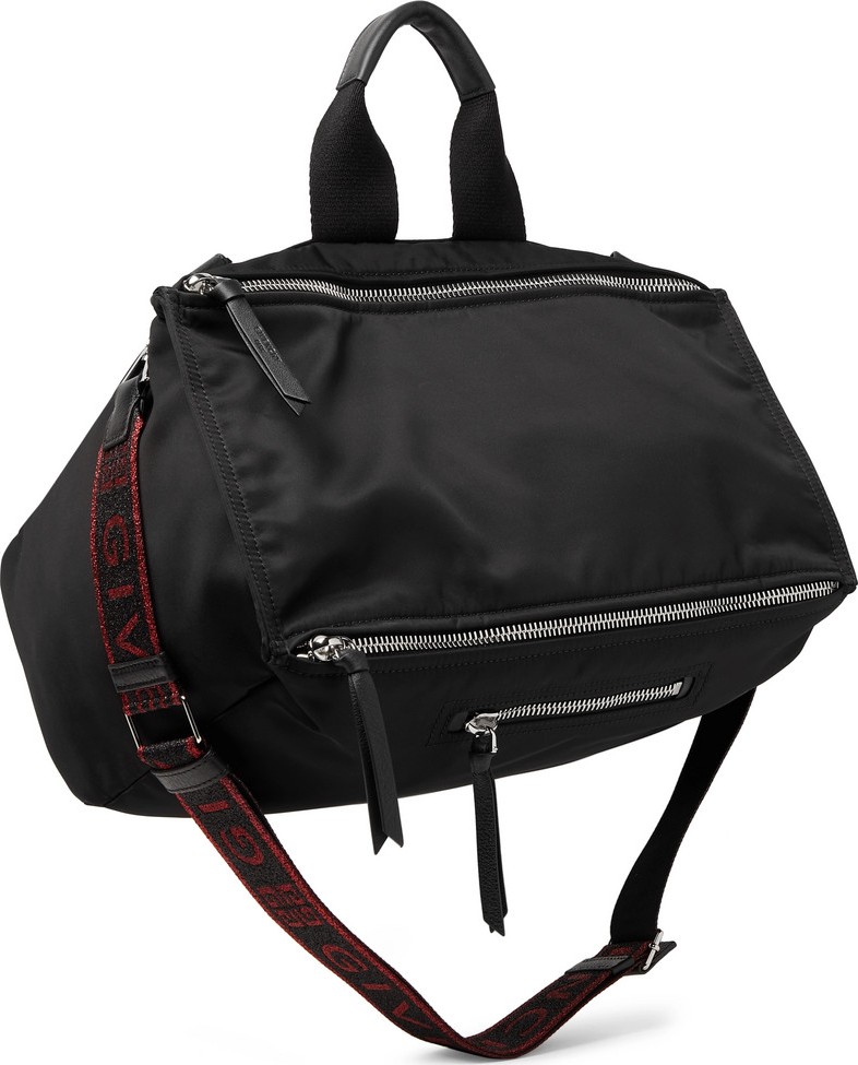 Givenchy Pandora Glitter and Leather-Trimmed Shell Messenger Bag