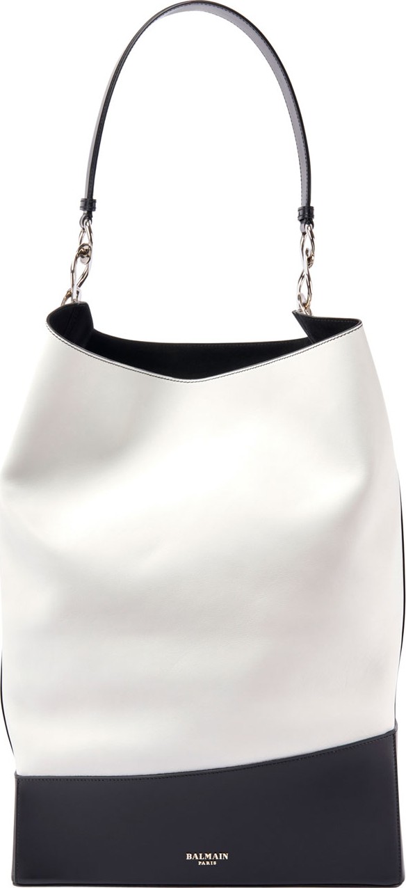 Balmain Polygon Medium Two-Tone Hobo Bag