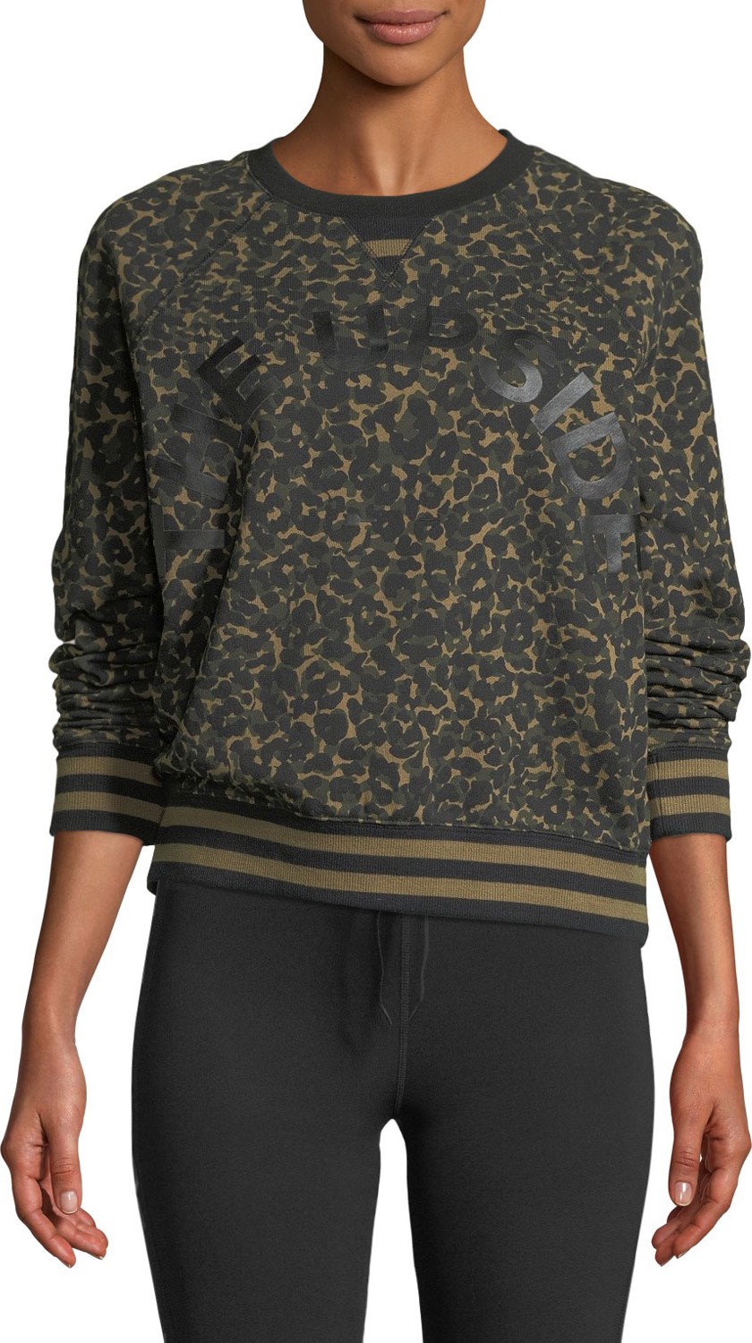 The Upside Sid Leopard-Camo Graphic Crewneck Pullover