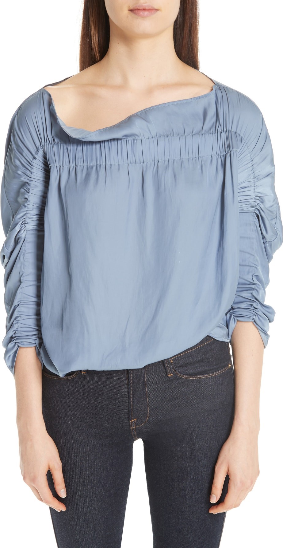 Zero + Maria Cornejo Clio Ruched Off the Shoulder Top