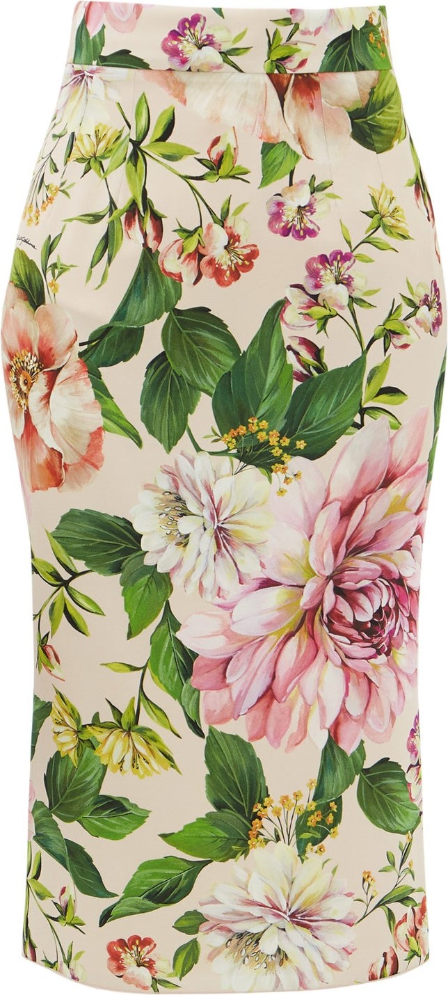 Dolce & Gabbana High-rise floral-print silk-blend skirt