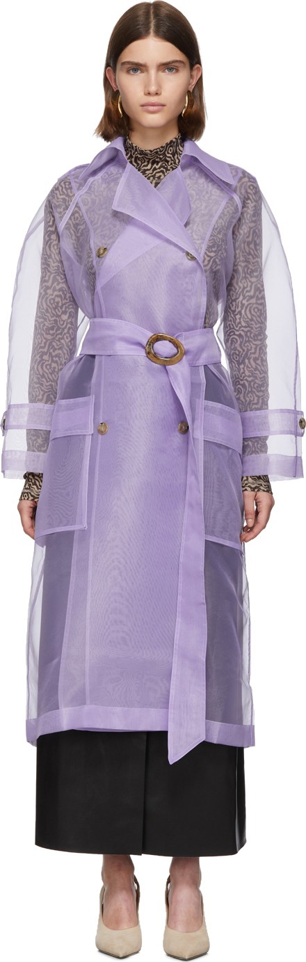 Nanushka Purple Organza Tuscan Trench Coat