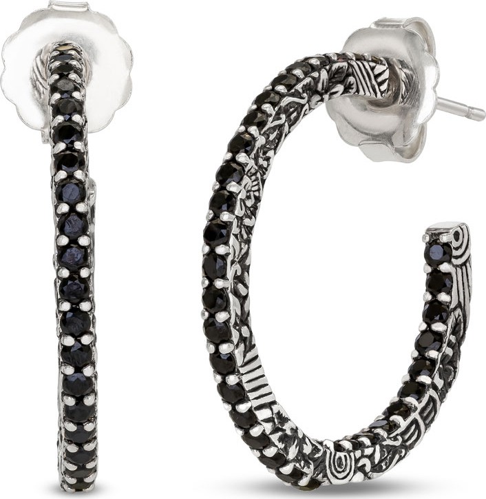 Stephen Dweck Medium Black Spinel Hoop Earrings