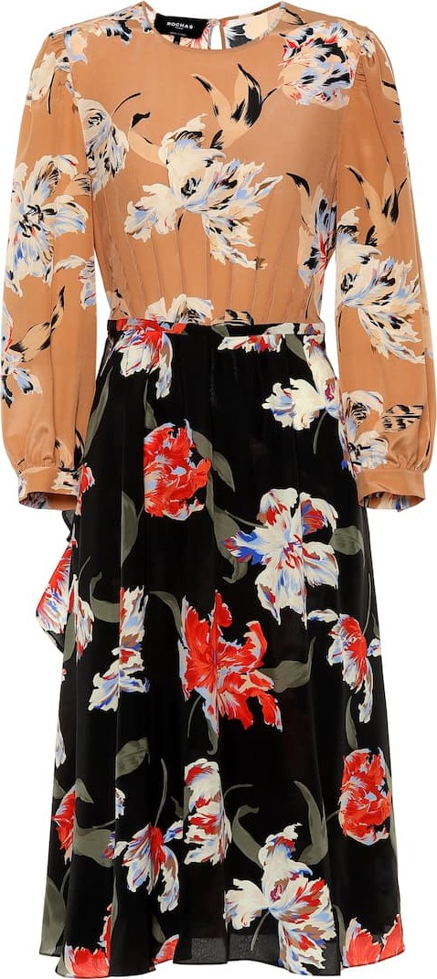 ROCHAS Floral silk midi dress