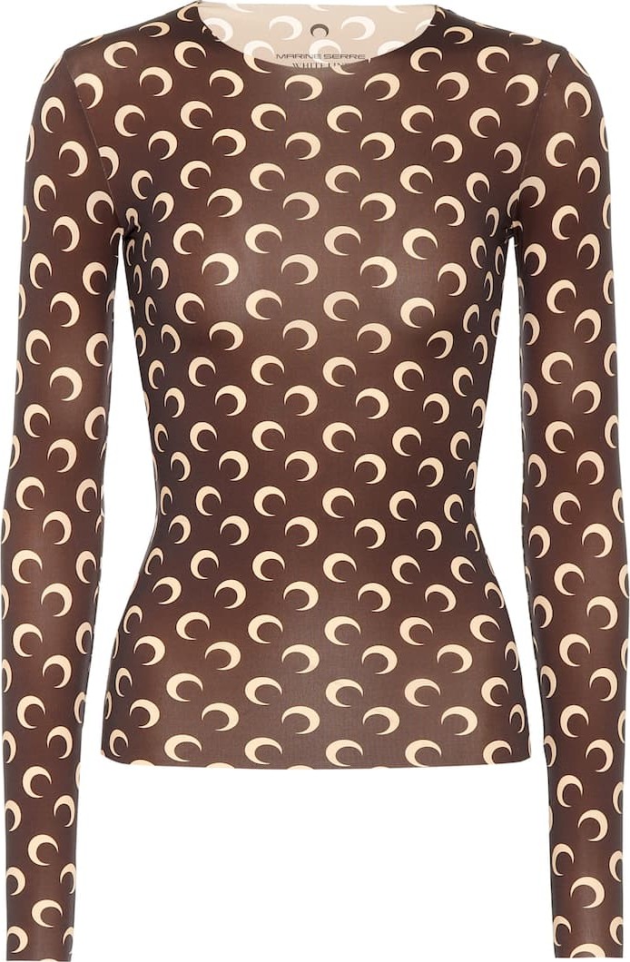 Marine Serre Printed stretch-jersey top