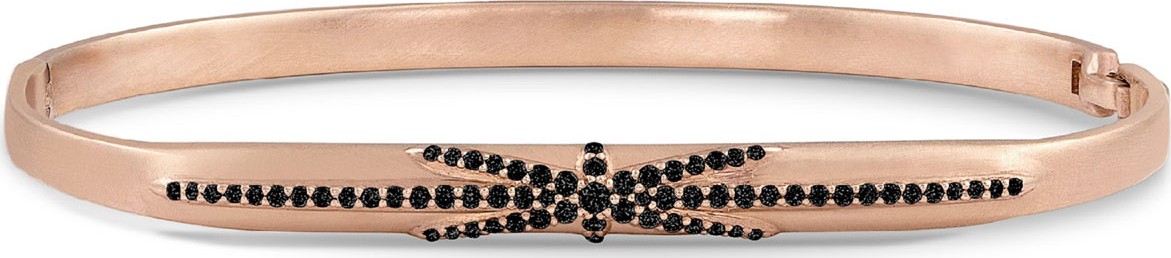 Dominique Cohen 18k Rose Gold Northstar Black Diamond Hinged Huggie Bangle Bracelet