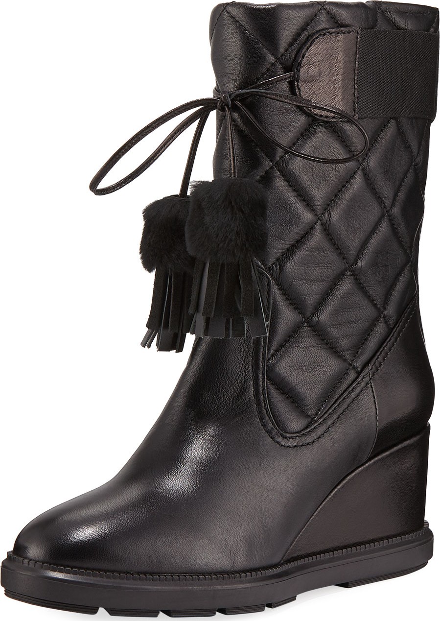 Aquatalia Caliana Quilted Tall Wedge Boots