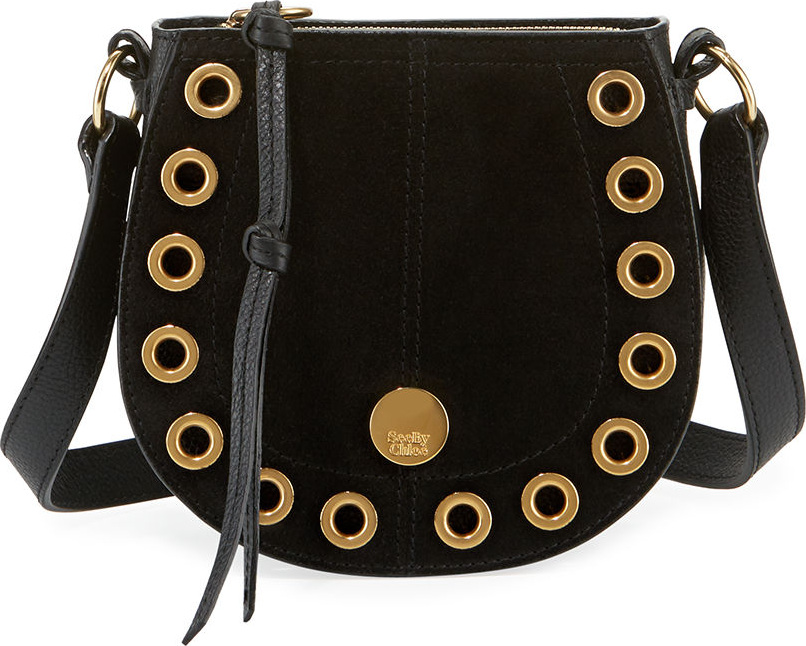 See By Chloé Kriss Mini Grommet Suede Saddle Shoulder Bag