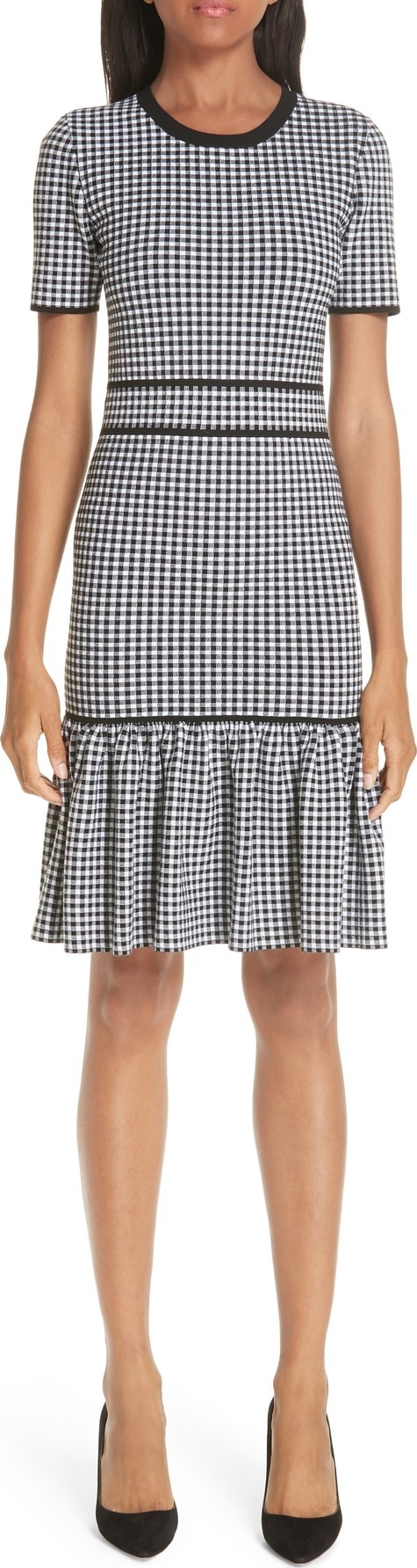 Michael Kors Gingham Ruffle Hem Dress