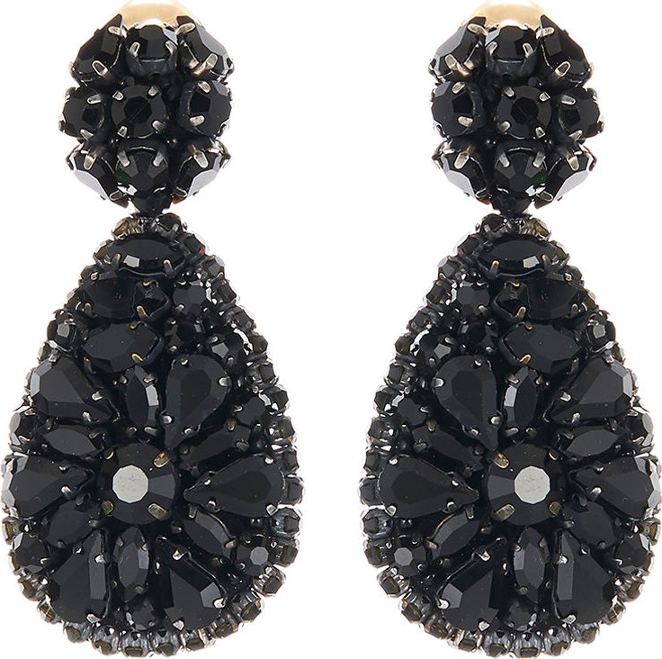 Oscar De La Renta Jeweled Teardrop Clip-On Earrings